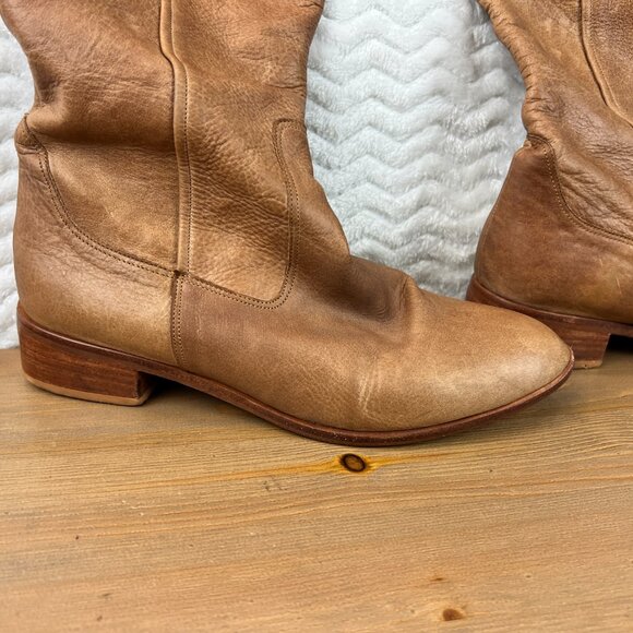 Vtg Womens Knee High Leather Riding Style Boots 1.5 Heel Sz 6.5 US- 37 EU Y2K - Picture 6 of 15